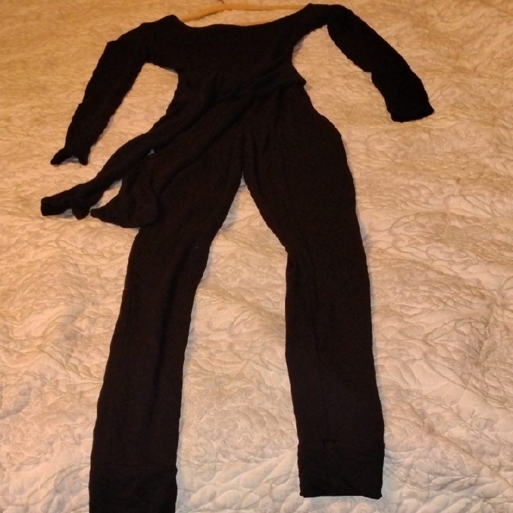 Fashion Nova Wrapped In Self Love Black Long Sleeve Jumpsuit, Size: S